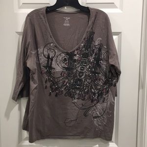 Lane Bryant screen tee. Chandelier pattern with rhinestone. Size 18/20.